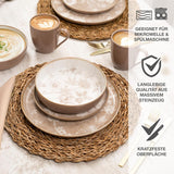 Moritz & Moritz MARIELLA 6-persoons 24-delige steengoed serviesset - Modern beige servies met speels design, onderhoudsvriendelijk koffieservies met borden, schalen en kopjes - Combinatieset