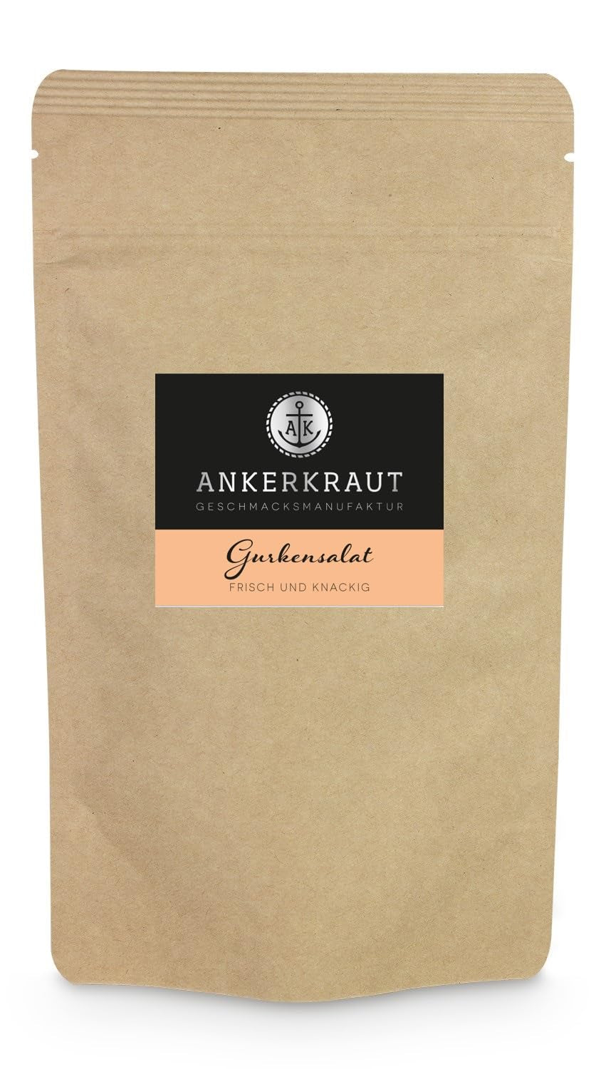 Ankerkraut Gurkensalat, 60 g in een kurkglas, Würze Gherken-Salat Ganz Einfach, Zuckerfrei und Ohne Gesmackverstärker, Mischung würzender Ingredient für Salat