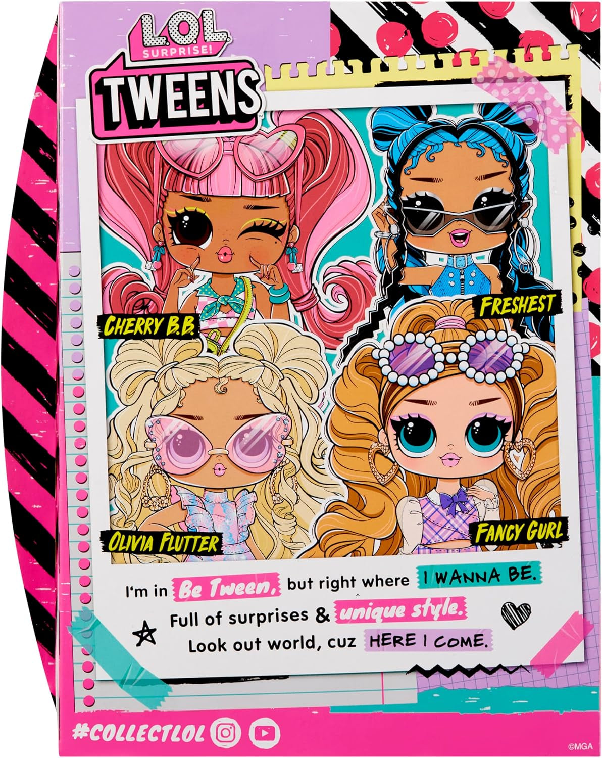 LOL Verrassing! Tweens Core Doll - Fancy Girl - Inclusief 1 modepop met outfit en accessoires, 4 verzamelobjecten, Rose