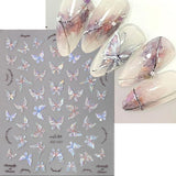 Glanzende Aurora Shell Schmetterling Nagelsticker Selbstklebend,Erleichterung Schmetterlinge Nail Sticker Rosa Laser Schmetterling Nagelaufkleber Für Frauen Nageldesign Zubehör Nagel Zubehör Nail Art