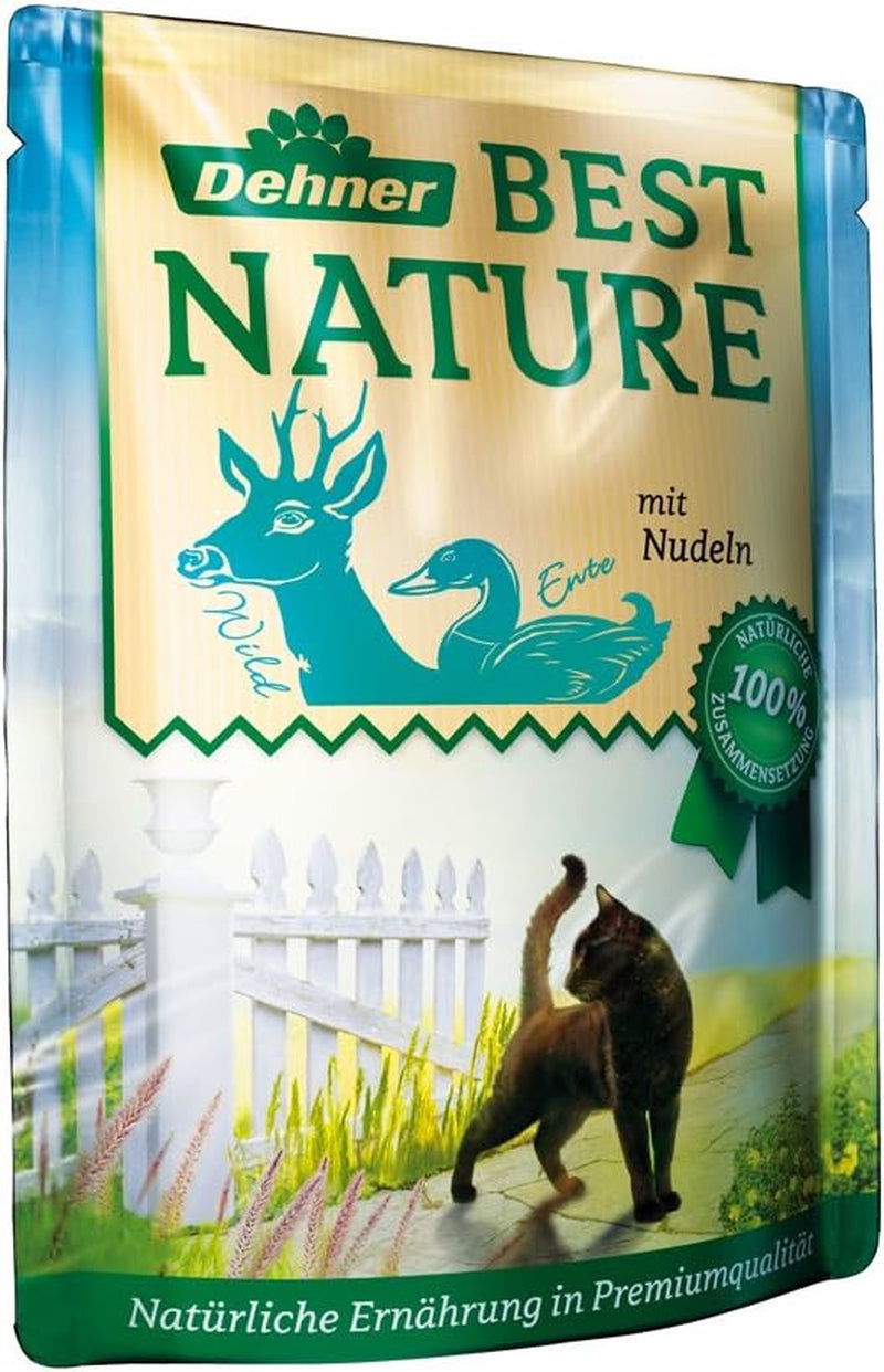 Dehner Best Nature Katzenfutter Multipack, Nassfutter, voor ausgewachsene Katzen, je 2 x Kalb / Wild / Huhn / Kaninchen, 8 x 85 g Zak (680 g)