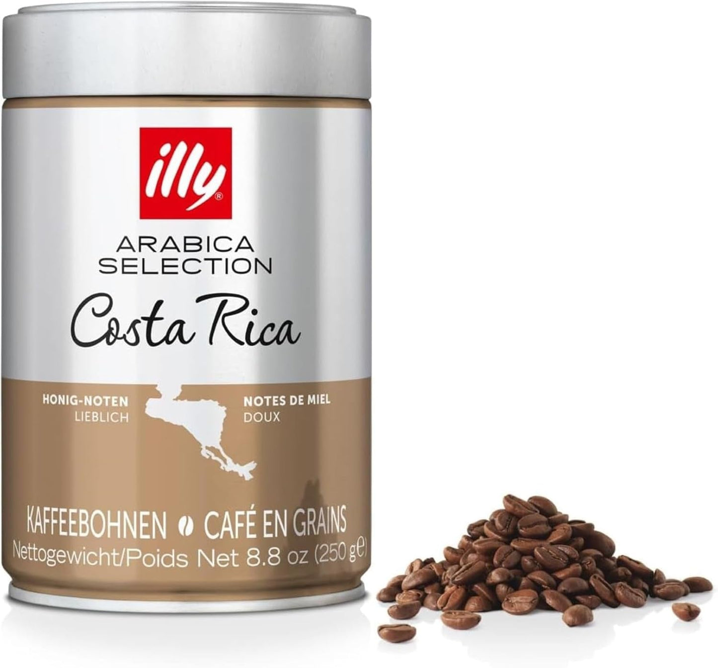 illy, Kaffeebohnen Arabica Selection Costa Rica, 100% Arabica met Karamel-, Schokoladen- en Vanillenoten, süßer Gesmack, 1 Dosis met 250g