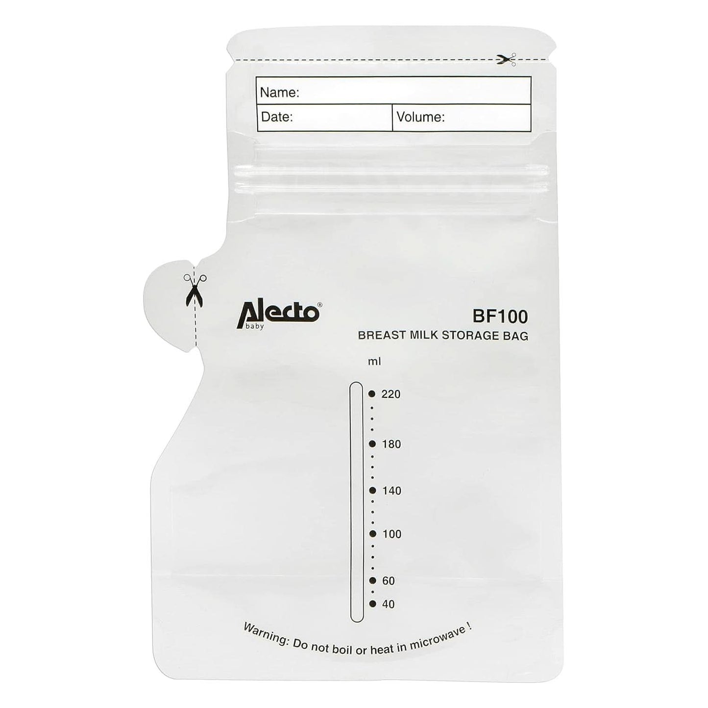 BF100 Bewaarzakje voor moedermelk - Zakje voor moedermelk - inhoud 220 Ml - 100 stuks - Transparant Voedings- en Borstvoedingsaccessoires Bebe Naty Shop
