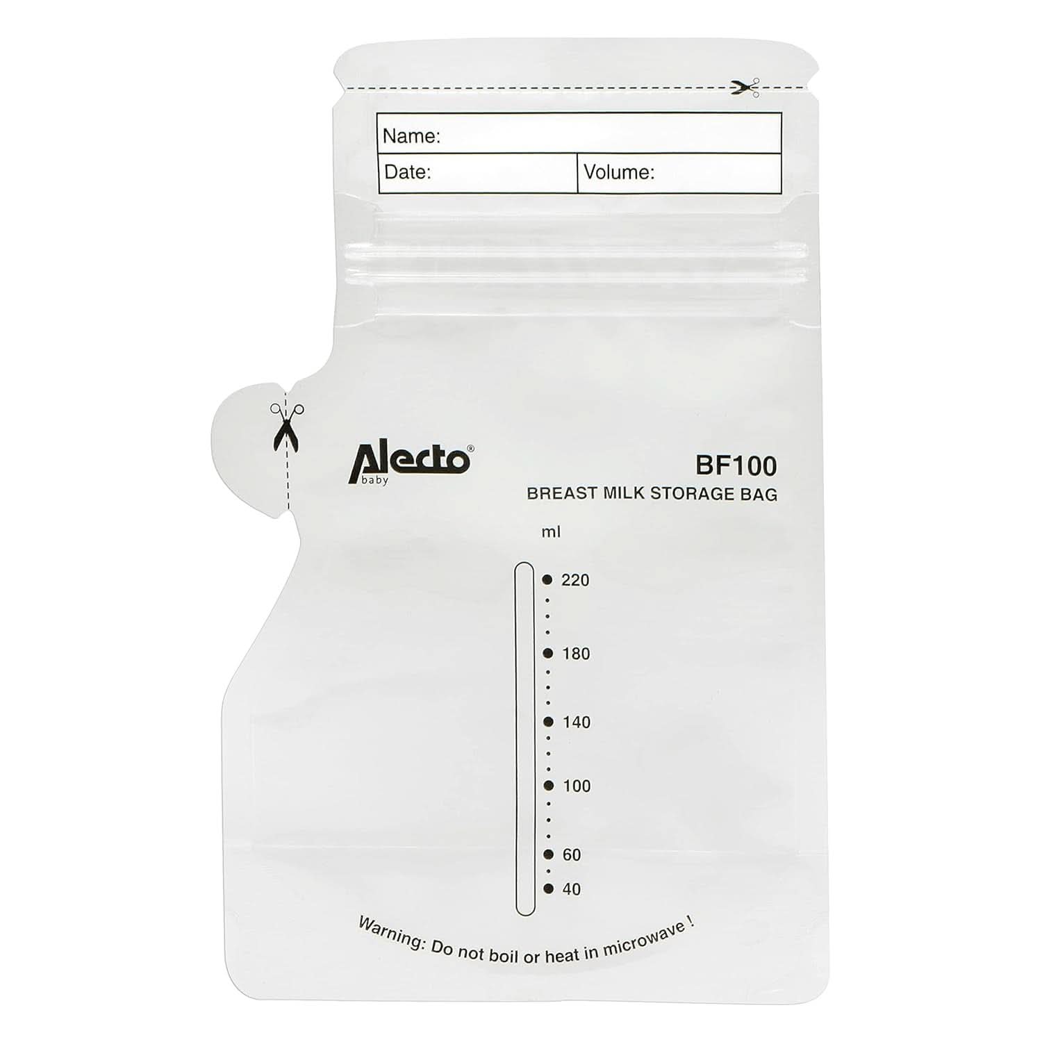 BF100 Bewaarzakje voor moedermelk - Zakje voor moedermelk - inhoud 220 Ml - 100 stuks - Transparant Voedings- en Borstvoedingsaccessoires Bebe Naty Shop