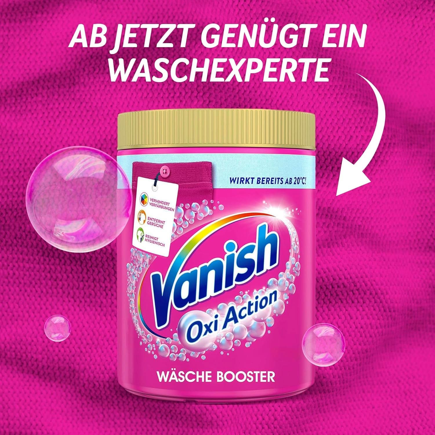 Vanish Oxi Action Poeder Roze - 1,125 Kg - chloorvrij vlekverwijderings- en wasverbeteringspoeder - voor gekleurde was Wasmiddelen Naty Shop