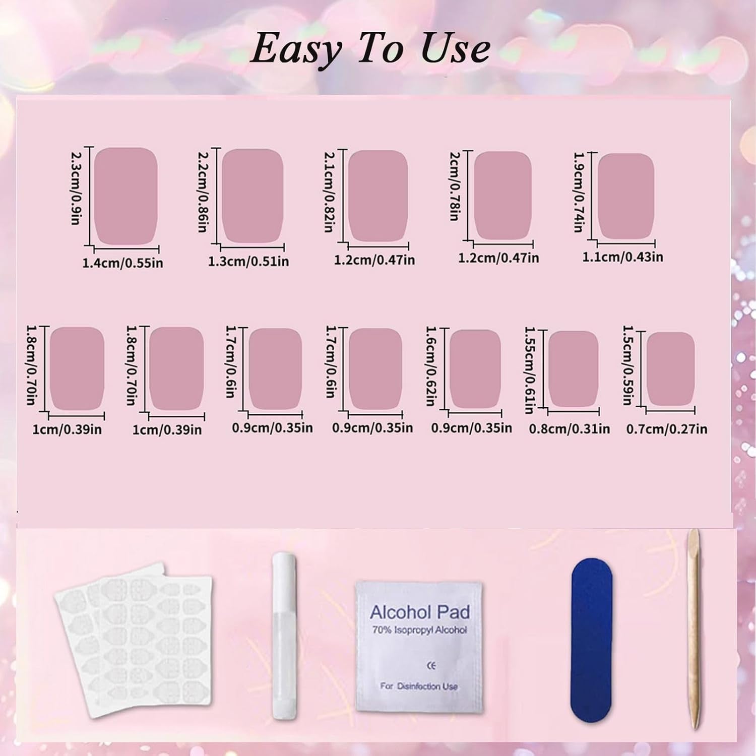24 stuks roze effen kleur nepnagels zelfklevende neutrale nepnagels medium vierkant zachte gel voor vrouwen diy volledige dekking glitter nepnagels
