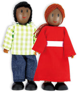 Hape Doll Family - 6-delige donkerleren poppenhuisaccessoireset met houten en stoffen figuren, fantasiespel, educatief speelgoed, interactief leerspeelgoed voor kinderen vanaf 3 jaar