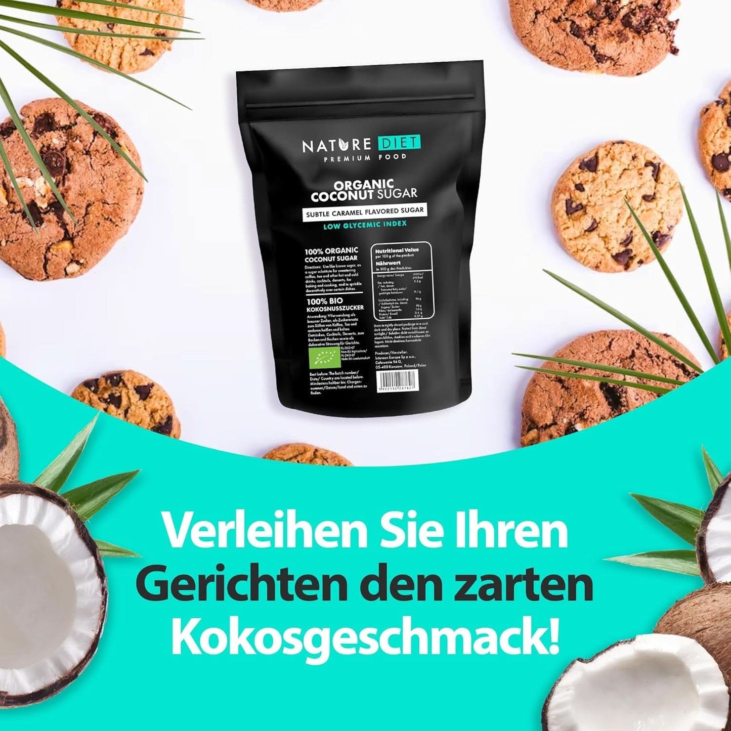 Biologische kokossuiker, karamelsmaak, 1,5 Kg Zoetstoffen Naty Shop