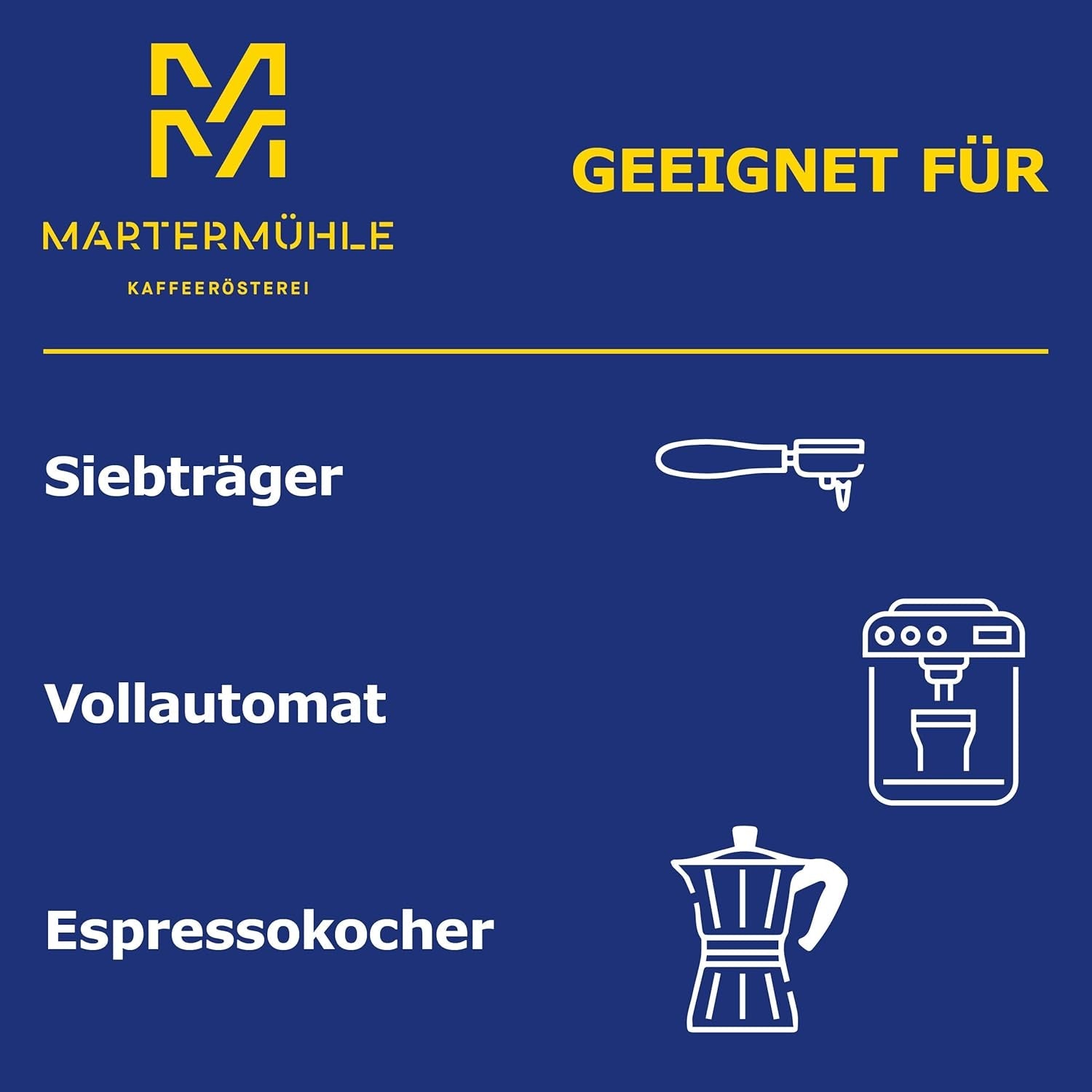 Espressobonen Martermühle Cioccolato 500g Sterk | Arabica/Robusta | Smaken: Macadamianoten, melkchocolade | Licht gebrande hele espressobonen, lage zuurgraad