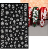 JMEOWIO Nagelsticker Weihnachten Weiß Glitter 8 Blatt Nail Art Sticker Selbstklebend Nagelaufkleber Schneeflocke Winter Holiday Decoratie Nageldesign Zubehör