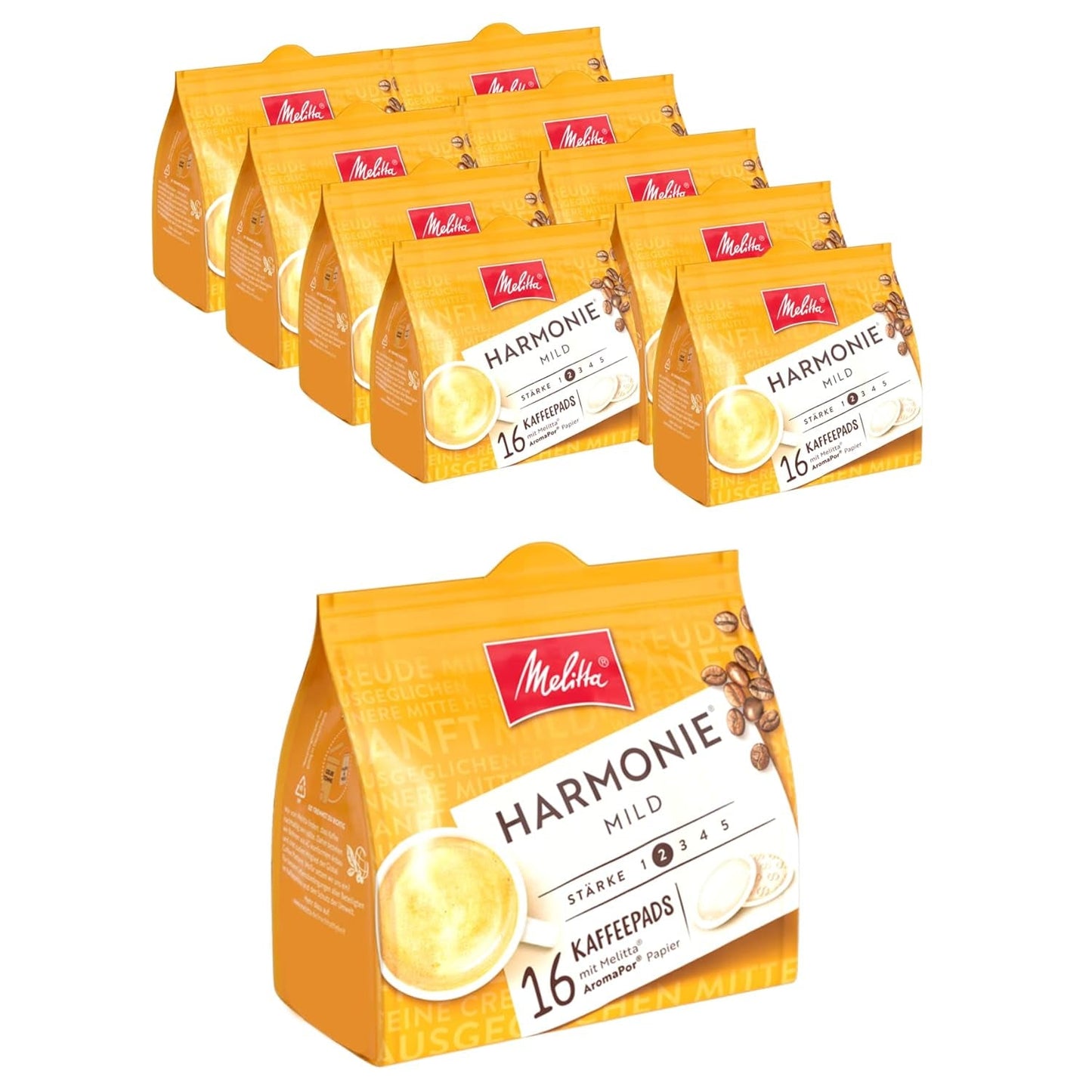 Melitta BellaCrema Intenso gemahlener Röstkaffee in Kaffee-Pads 10 x 16 Pads & Harmonie milde gemahlener Röstkaffee in Kaffee-Pads 10 x 16 Pads
