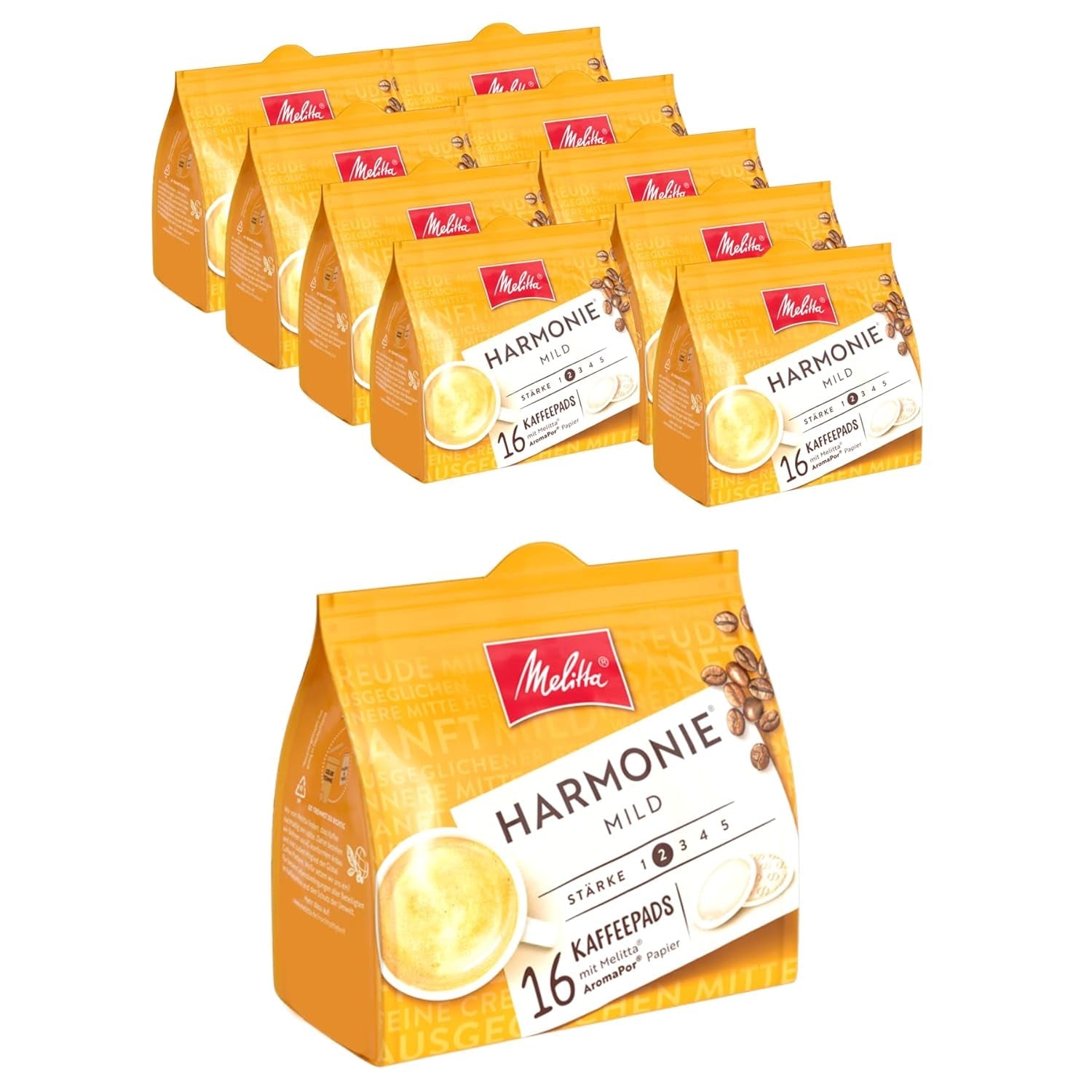 Melitta BellaCrema Intenso gemahlener Röstkaffee in Kaffee-Pads 10 x 16 Pads & Harmonie milde gemahlener Röstkaffee in Kaffee-Pads 10 x 16 Pads