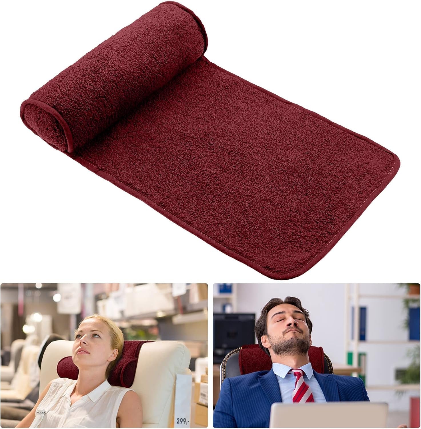 Chaise Lounge Nekkussen Hoofdkussen Pluche Verstelbaar Kussen Nekrol Antislip Fleece Sofa Nek Hoofdsteun Kussen voor Reizen Thuis Chaise Lounge Sofa Fauteuil (Zwart)