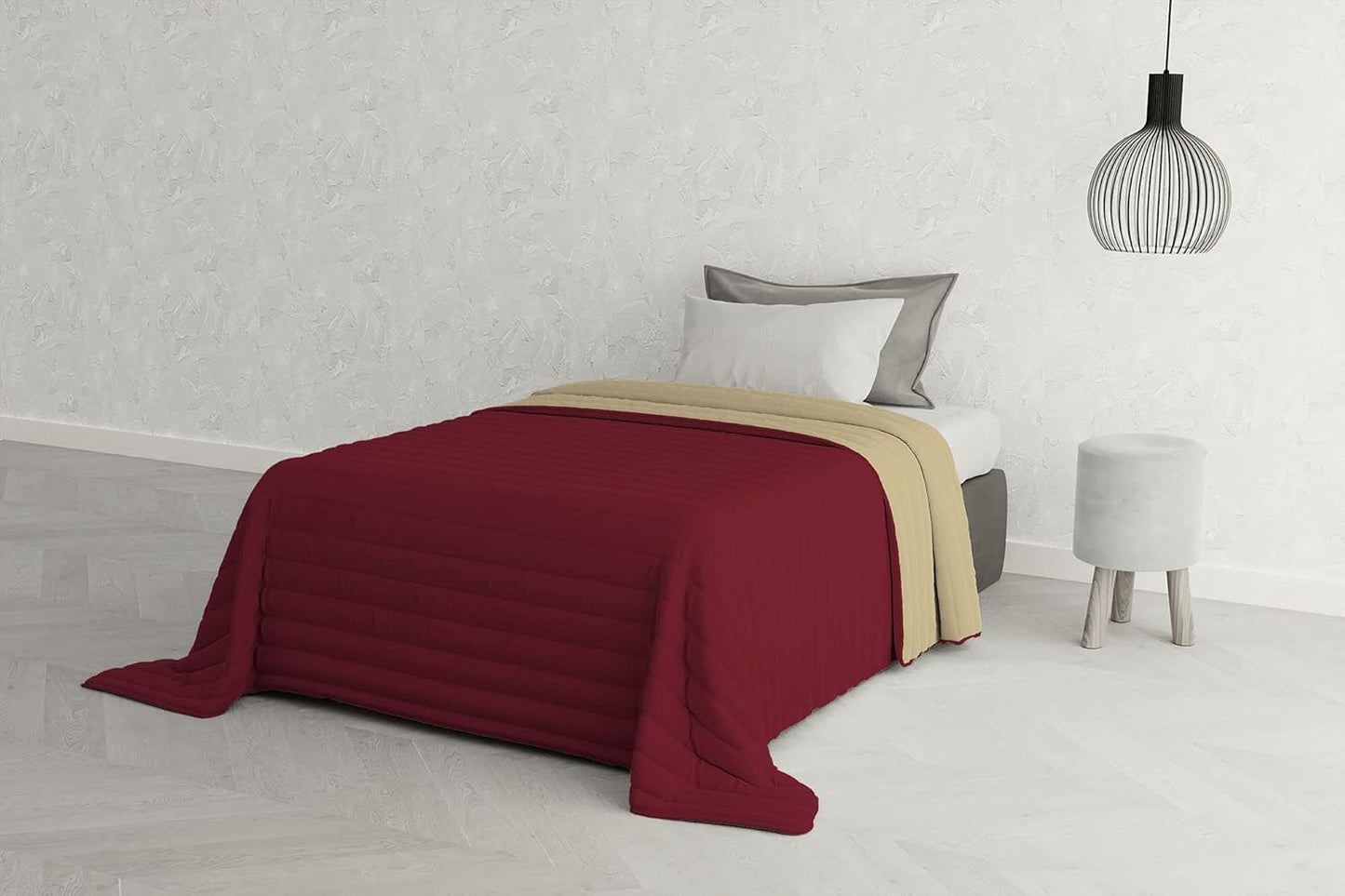 Italiaans beddengoed Estivo eenpersoonsbed, linnen, Aqua, 170 X 270 Cm Dekbedden en dekbedden Naty Shop Bordeaux/Panna 170 X 270 Cm