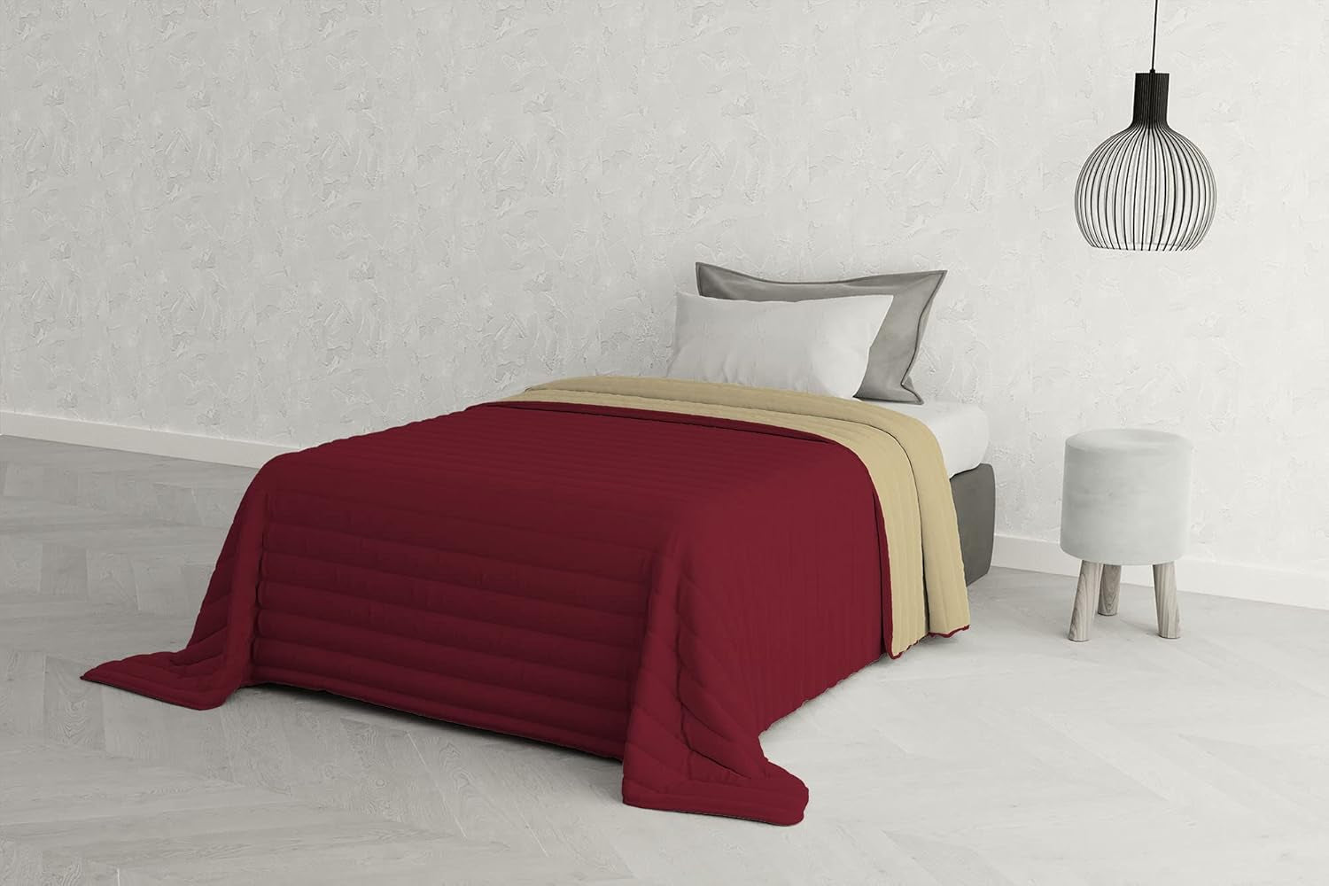 Italiaans beddengoed Estivo eenpersoonsbed, linnen, Aqua, 170 X 270 Cm Dekbedden en dekbedden Naty Shop Bordeaux/Panna 170 X 270 Cm
