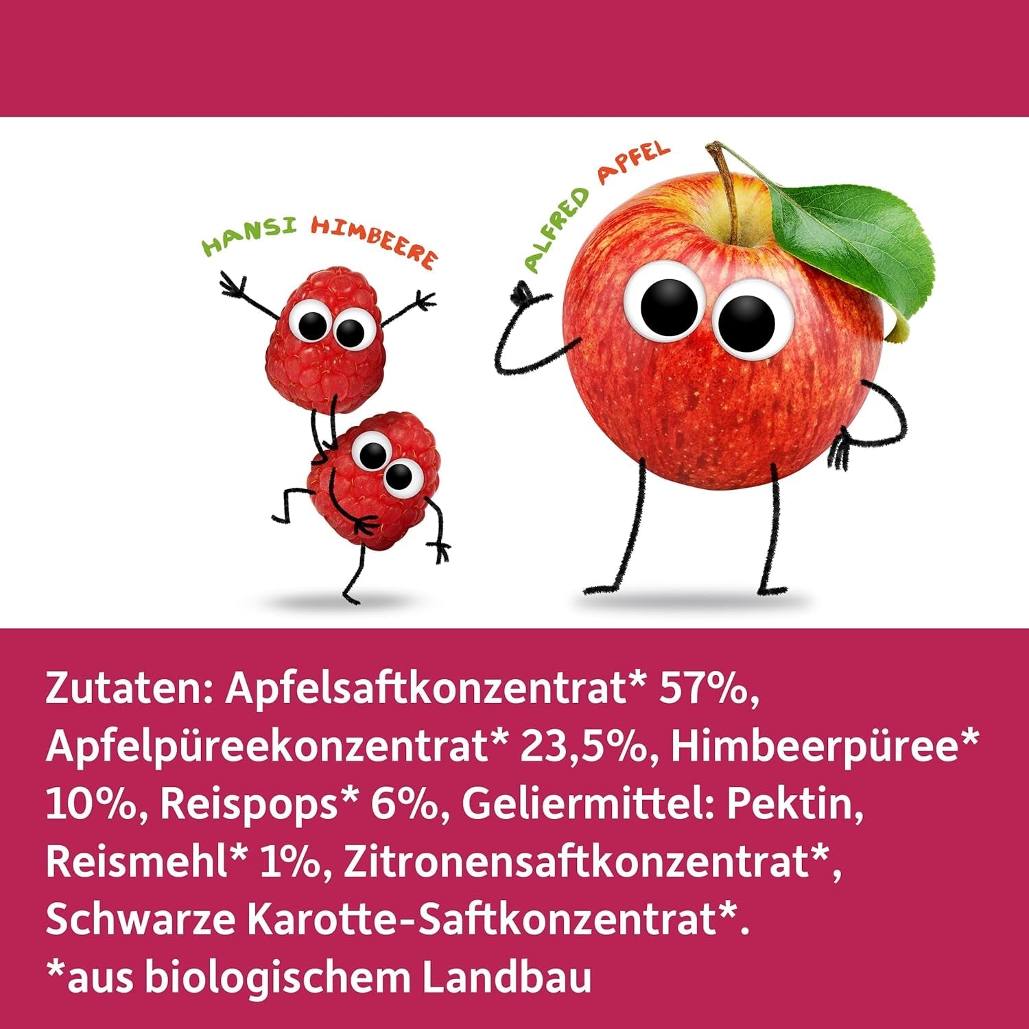 FRECHE FREUNDE Biologische fruitgelei, appel-, frambozen- en rijstlolly's, fruitige zoete snack voor kinderen, glutenvrij, veganistisch, verpakking van 20 (20 x 30 g)