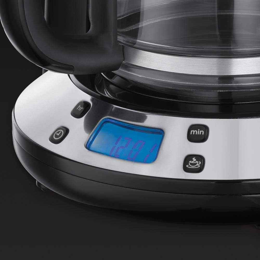 Russell Hobbs koffiezetapparaat [digitale timer, douchekop voor optimale extractie en aroma] Colors+ Creme (1 tot 10 kopjes, glazen karaf van 1,25 liter, verwarmingsplaat, 1100 W) Filterkoffiezetapparaat 24033-56