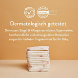 Babyluiers, maat 3M (4-8 kg) - 1 zak van 28 - Geen schadelijke stoffen, milieuvriendelijk, zeer absorberend, geschikt voor nachtgebruik, ultradun en zacht - Gemaakt in Denemarken