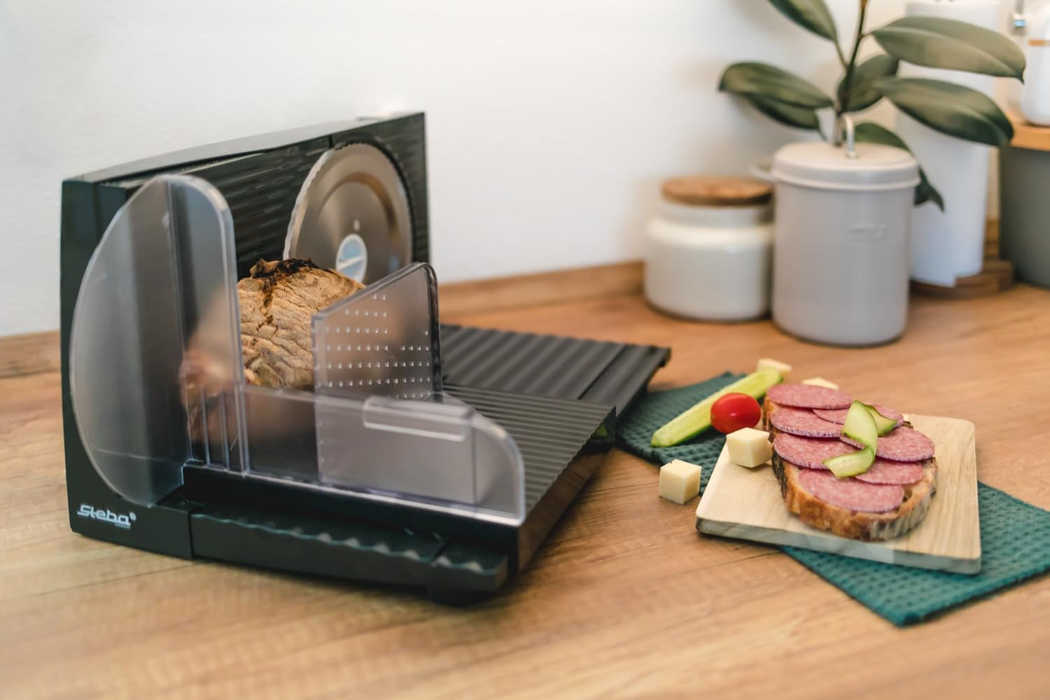 Steba multifunctionele snijmachine, instelbare snijdikte tot 17 mm, handbescherming Rasnite en Naty Shop Snijmachines