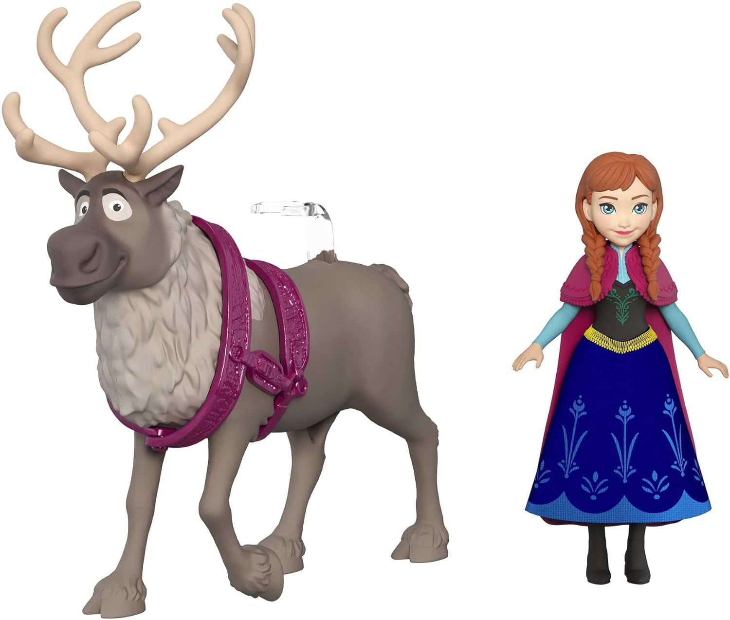 Mattel DISNEY De ijskoningin Anna & Sven pop en dierenfiguur, geïnspireerd door de geanimeerde personages, beweegbare ledematen, afneembare rok en cape, voor kinderen vanaf 3 jaar, HLX03 Naty Shop-poppen