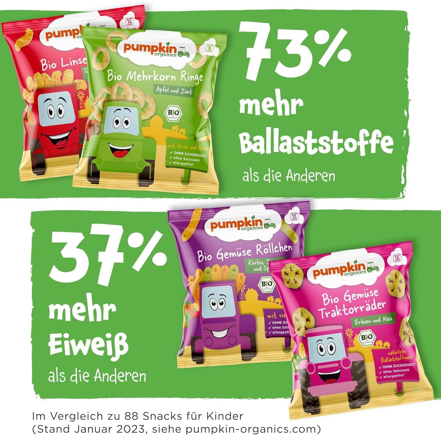 Pumpkin Organics Baby Meergranen Wortel- en Mangoringen (8 stuks) Babysnacks zonder additieven vanaf 12 maanden - Allergeenvrij² en glutenvrij³ Krokante babysnacks (8 x 20 g)