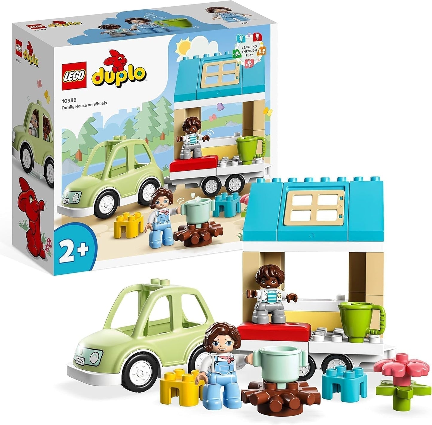 LEGO 10986 DUPLO Thuis op wielen, speelgoedauto met grote stenen, figuren en speelgoedauto voor jongens en meisjes vanaf 2 jaar, ontwikkelt de fijne motoriek Bouwsets Besuche den LEGO-Store Singur