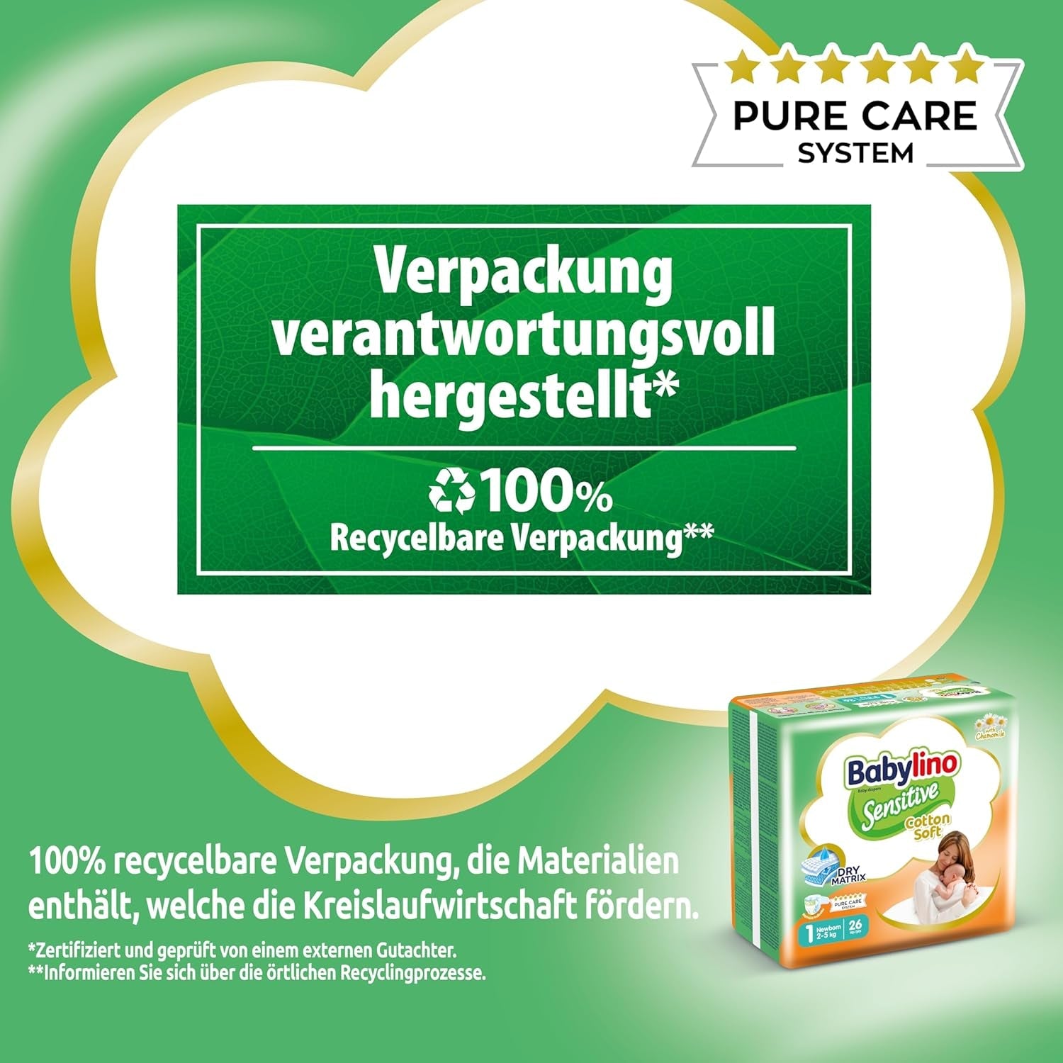 Gevoelige babyluiers, maat 1, newborn (2-5 kg), 26 stuks