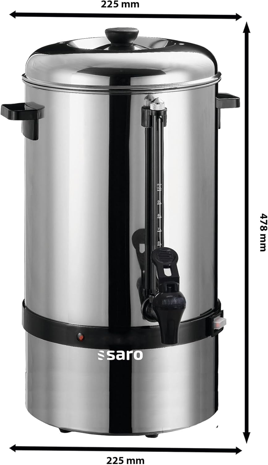 Saro espressomachine met rond filter - 6,75 L / 40 kopjes - RVS - zet- en warmhoudfunctie - veiligheidskraan - kijkglas - 1,5 kW - model SAROMICA 6005