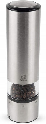 PEUGEOT Elis Sense elektrische peper-/zoutmolenset, hoogte: 20 cm, roestvrij staal, zilver Grinders en Slicers Naty Shop Pfeffermühle
