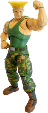 Jada Toys Street Fighter Figuur Guile (15 Cm) - Street Fighter 2: The Final Challengers Verzamelbaar beweegbaar actiefiguur met afwisselend hoofd, handen en accessoires, leeftijd 13+ Actiefiguren Naty Shop Guile