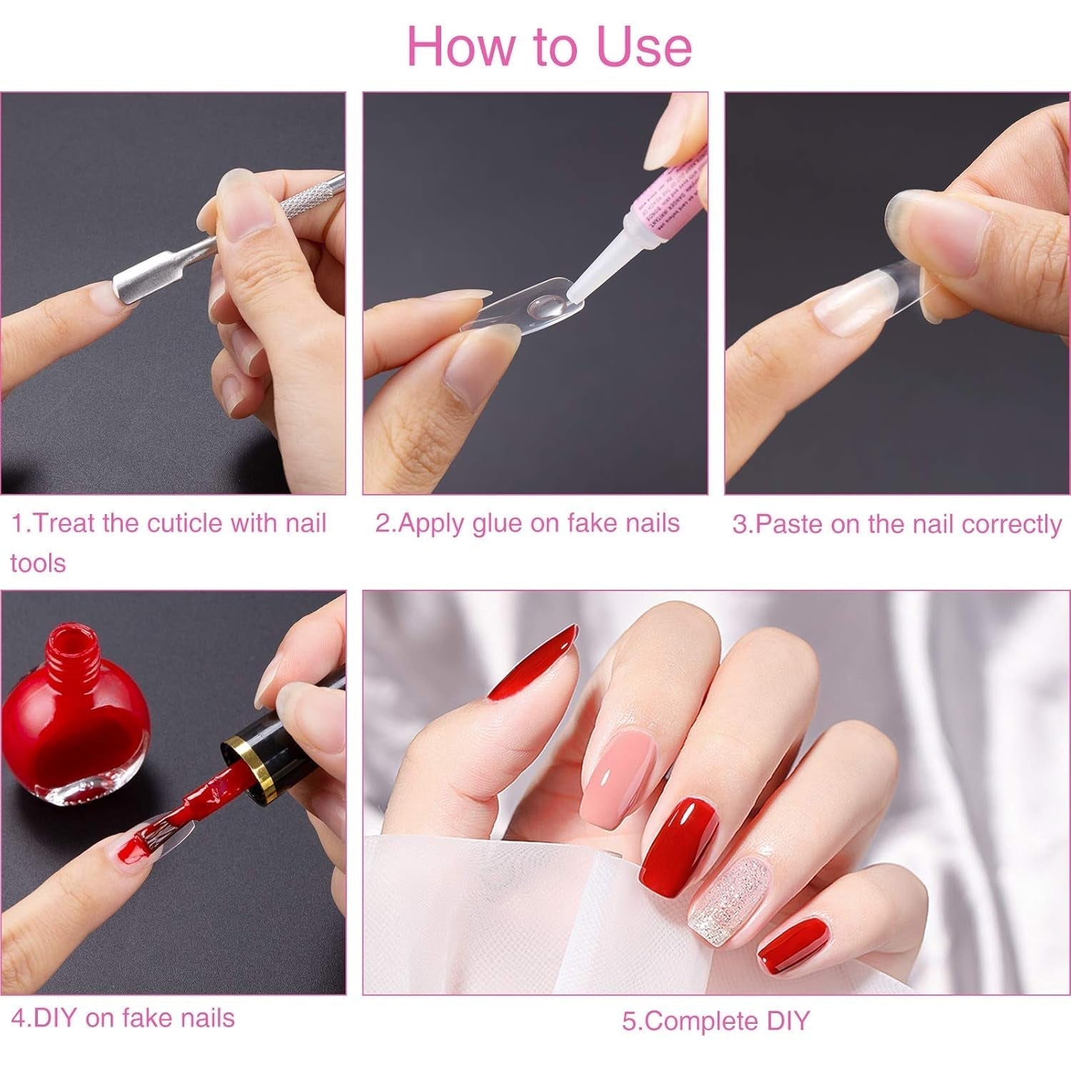 200 stuks valse nageltips 10 maten acryl kunstnagels met nagelriemschuiver en doorzichtige doos voor vrouwen en meisjes (natuurlijk en transparant)