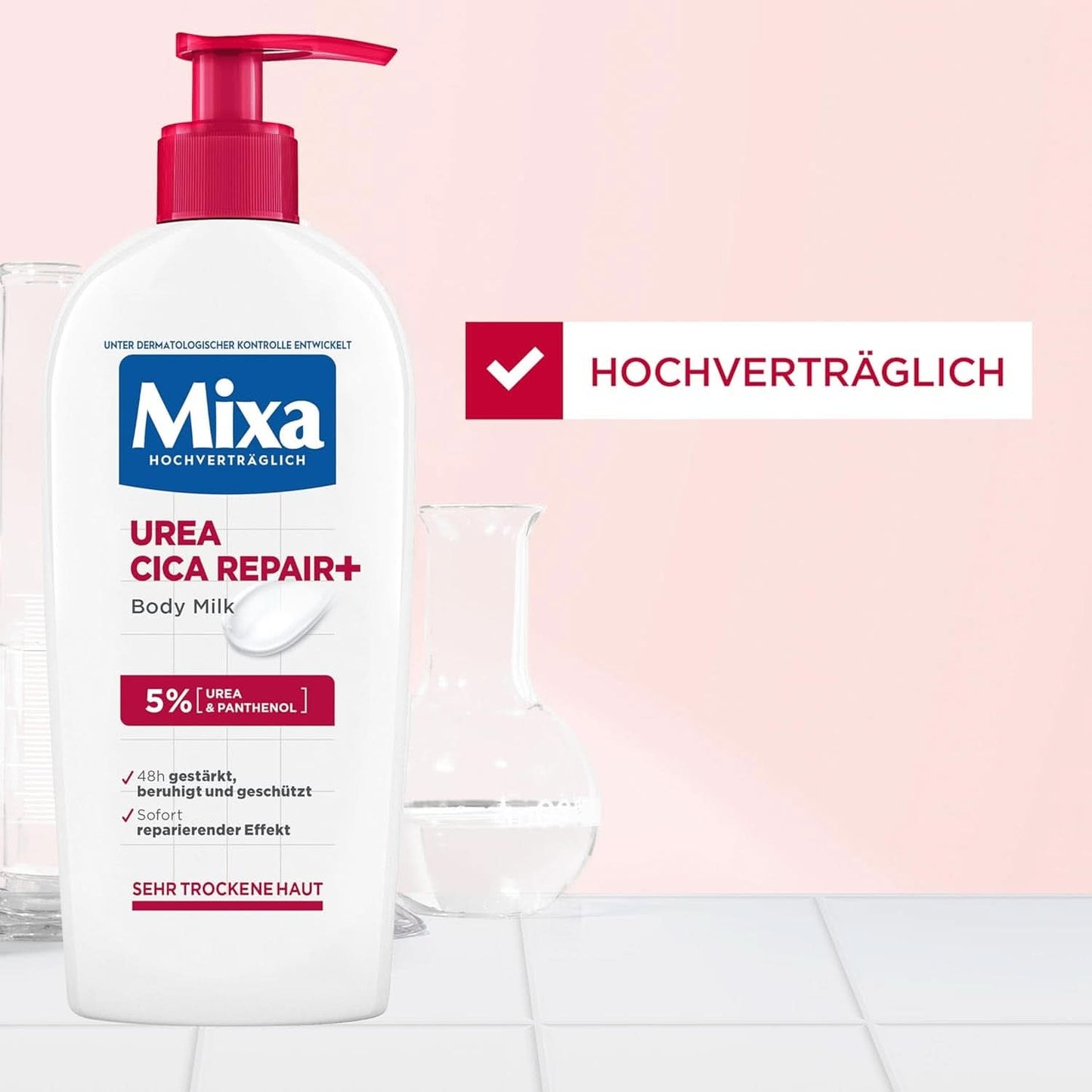 Mixa Urea Cica Bodylotion XXL, Met ureum en regenererend panthenol, Kalmerende en beschermende lichaamsmelk, Voor de droge huid, 400 ml Douche en bad Naty Shop
