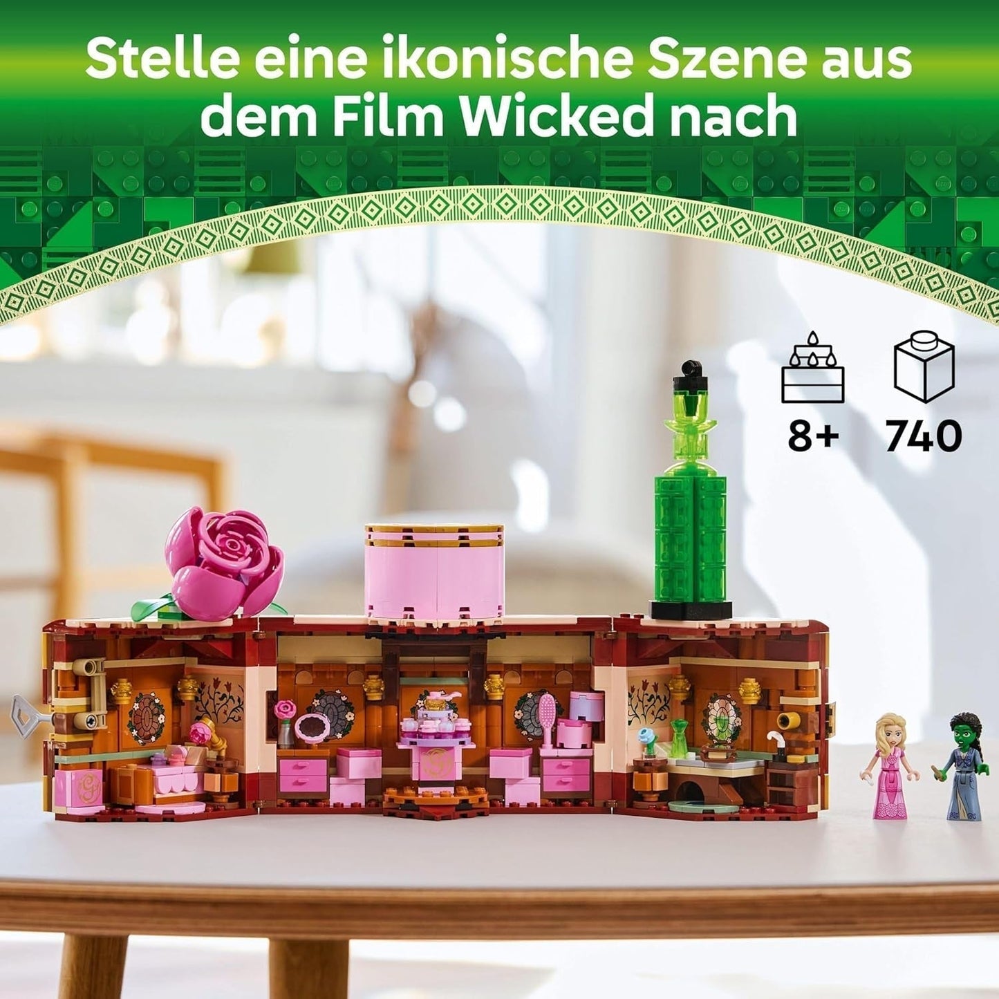 LEGO Wicked Glinda en Elphaba's slaapkamer - Poppenhuis met 2 mini Witches of Oz poppen, coole accessoires waaronder bloemen en outfits - Creatief speelgoed voor meisjes vanaf 8 jaar en fans - 75683 Bouwsets Besuche den LEGO-Store