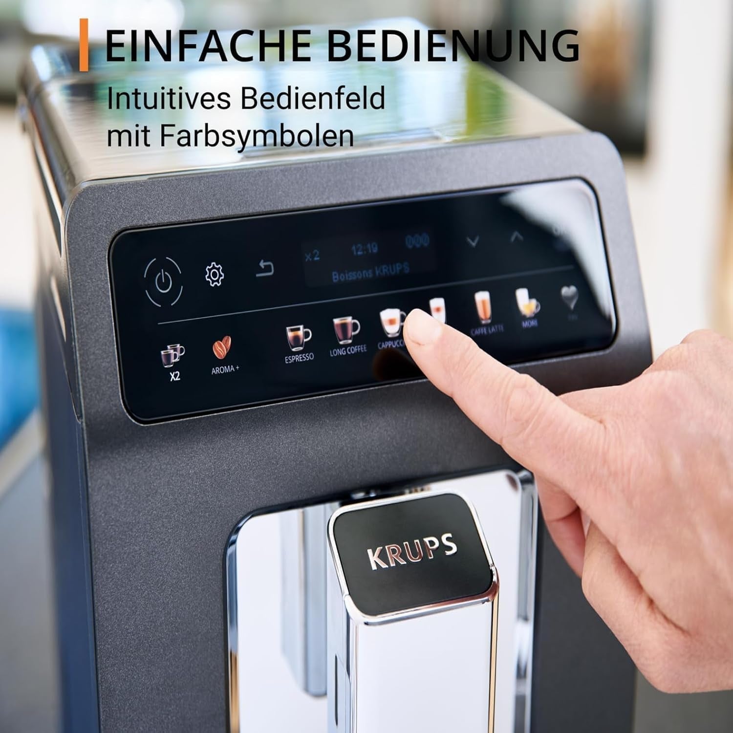 KRUPS Evidence One automatische espressomachine met melkslang, one-touch cappuccino, 12 speciale dranken, 2-kops functie, kleurendisplay, espressomachine, TÜV certificaat, zwart, EA895N10