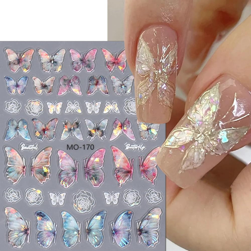5D vlinder nagelstickers met reliëf zelfklevende vlinders nageldecoratiestickers aurora vlinder nail art stickers nagelaccessoires ontwerp vlinder nagelstickers nail art stickers