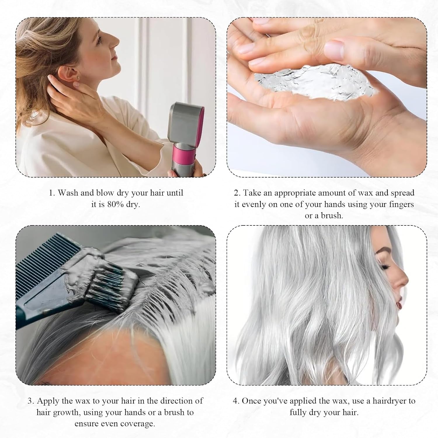 Haarverf Grijs Zilver Natuurlijk Zilvergrijs Haarverf Crème, Grijs Haarverf Crème Zilvergrijs, Zilvergrijs Natuurlijk Haarverf Crème Grijs Haarverf voor alle haartypes met 1 Hoofdhuid Massager (100ml) Haarverf Naty Shop