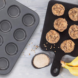 Relaxdays Muffinform, 2Er Set, 12Er Muffinbleche, Antihaftbeschichte, Carbonstahl, Muffins & Cupcakes, Ø 6,5 Cm, Tarwe, 10030825 Vormen en bakplaten Naty Shop