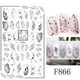 JMEOWIO Nagelsticker Blumen 10 Blatt Nagelaufkleber Selbstklebend Zwart Wit Blossom Nail Art Sticker Decoratie Nageldesign Zubehör