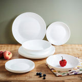 Witte serviesset voor 6, 24-delig, 6 dinerborden, 6 dinerborden, 6 dessertborden en 6 kopjes, veelkleurig, 24-delig