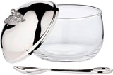 EDZARD eendenjampot (Ø 10 cm) gemaakt van zilver en glas - Doos en lepel - Kom, suikerpot, kaas - Jampot met deksel, opbergruimte met deksel, geschenkdoos met slot