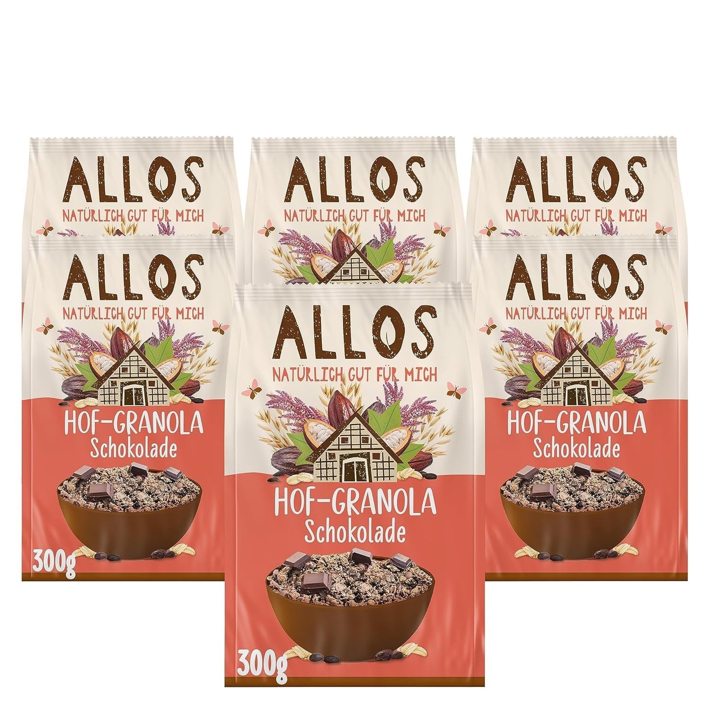 Allos Hof Granola met bessen | Biologische Muesli | Muesli met bessen | Krokante Muesli | Ontbijtgranen | Verpakking van 6 (6 x 300 g), 1 stuk (verpakking van 6)