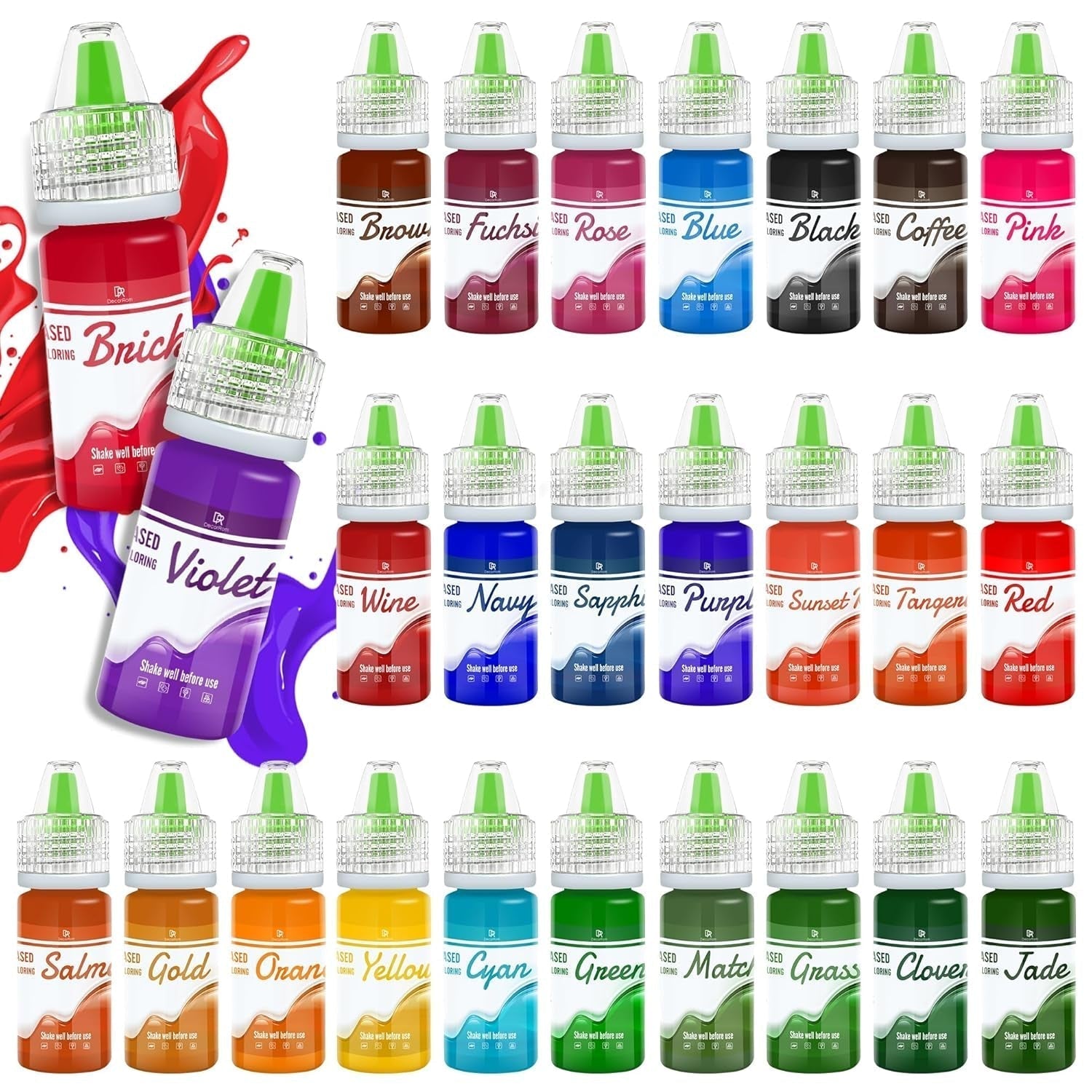 Fettlösliche Lebensmittelfarbe Für Schokolade - 26 Farben Ölbasis Lebensmittelfarben Für Fondant, Torten Decoratie, Backen - Flüssige Voedselkleuring voor Kakaobutter, Botercrème, Kuchen - 6Ml Je Naty Shop 6 Ml (26Er Pack)