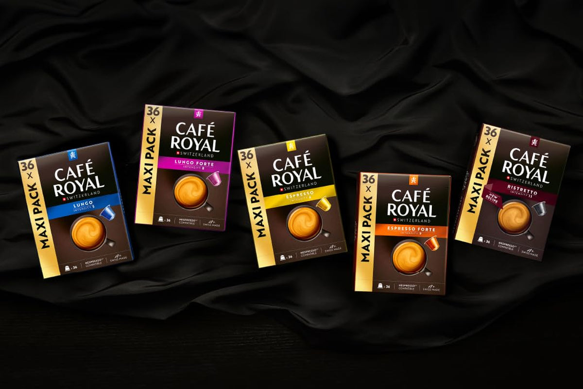 Café Royal Espresso Decaffeinato – Nespresso®-compatibele koffiecapsules, 100% Arabica, Intensität 6/12, Rainforest Alliance, cafeïnevrij, 36 capsules