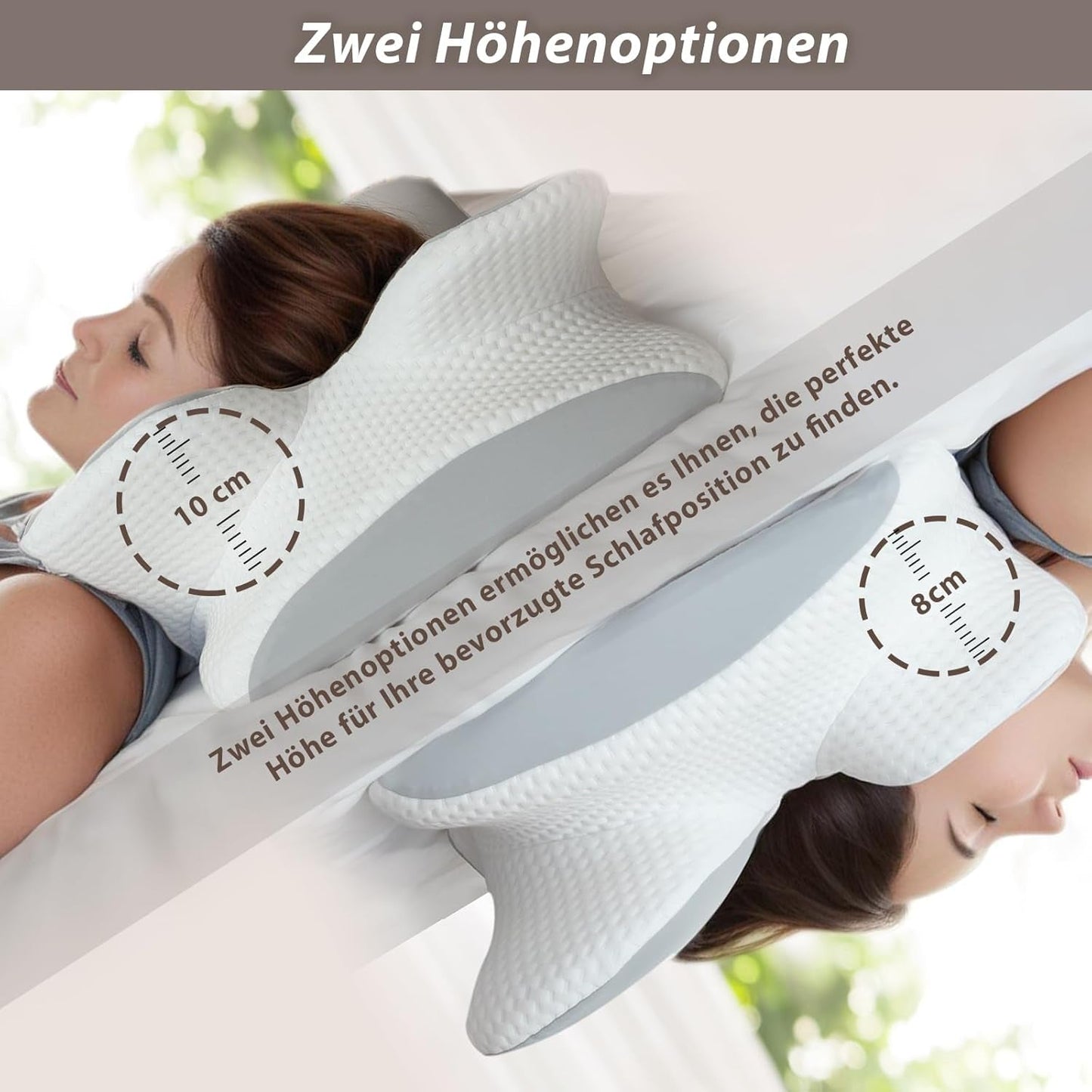 Nekkussen Orthopedisch hoofdkussen Memory Foam Kussen Zijwaartse impactkussen - Ergonomisch ontwerp Holle vorm Voor zij-, rug- en buikimpact Lichtgrijs Cervicale orthopedische kussens Naty Shop