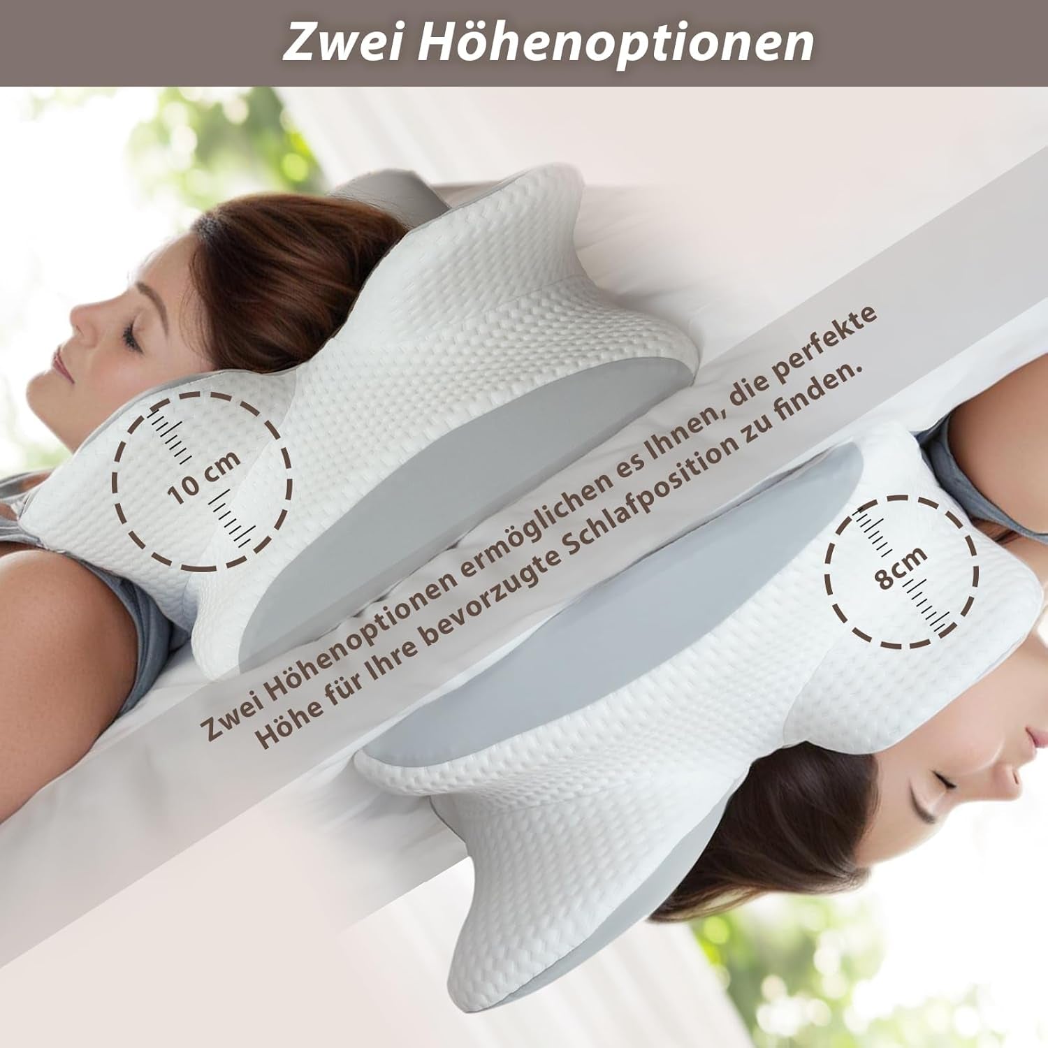 Nekkussen Orthopedisch hoofdkussen Memory Foam Kussen Zijwaartse impactkussen - Ergonomisch ontwerp Holle vorm Voor zij-, rug- en buikimpact Lichtgrijs Cervicale orthopedische kussens Naty Shop