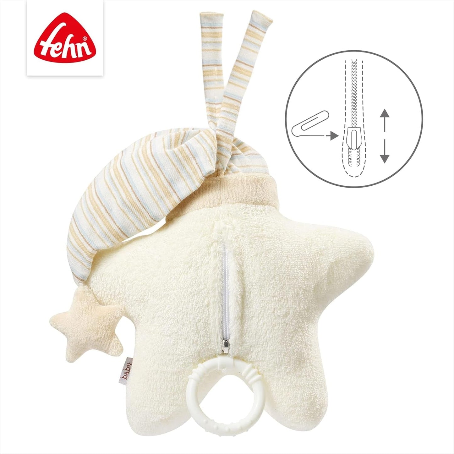Fehn speeldoos baby slaaphulp ster - muziekdoos met afneembaar muziekmechanisme om op te hangen - slaaphulpliedje "Weißt du wieviel Sternlein stehen" - speelgoed voor baby's en kinderen vanaf 0+ maanden Speelgoed Bebe Naty Shop
