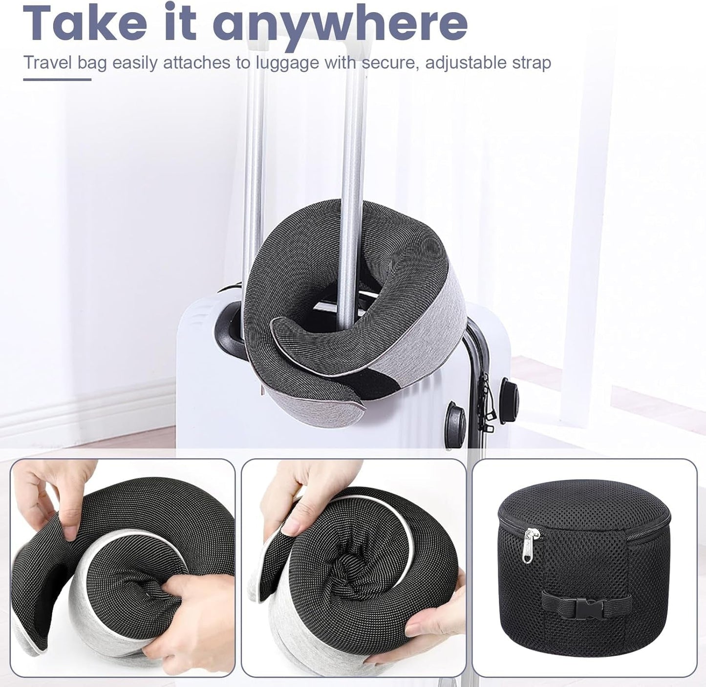 Nekkussen Reiskussen van traagschuim Ergonomisch ontwerp Nekkussen van traagschuim met oogmasker 2 oordopjes en opbergtas Perfect om onderweg te slapen tijdens het reizen Naty Shop Cervicale orthopedische kussens