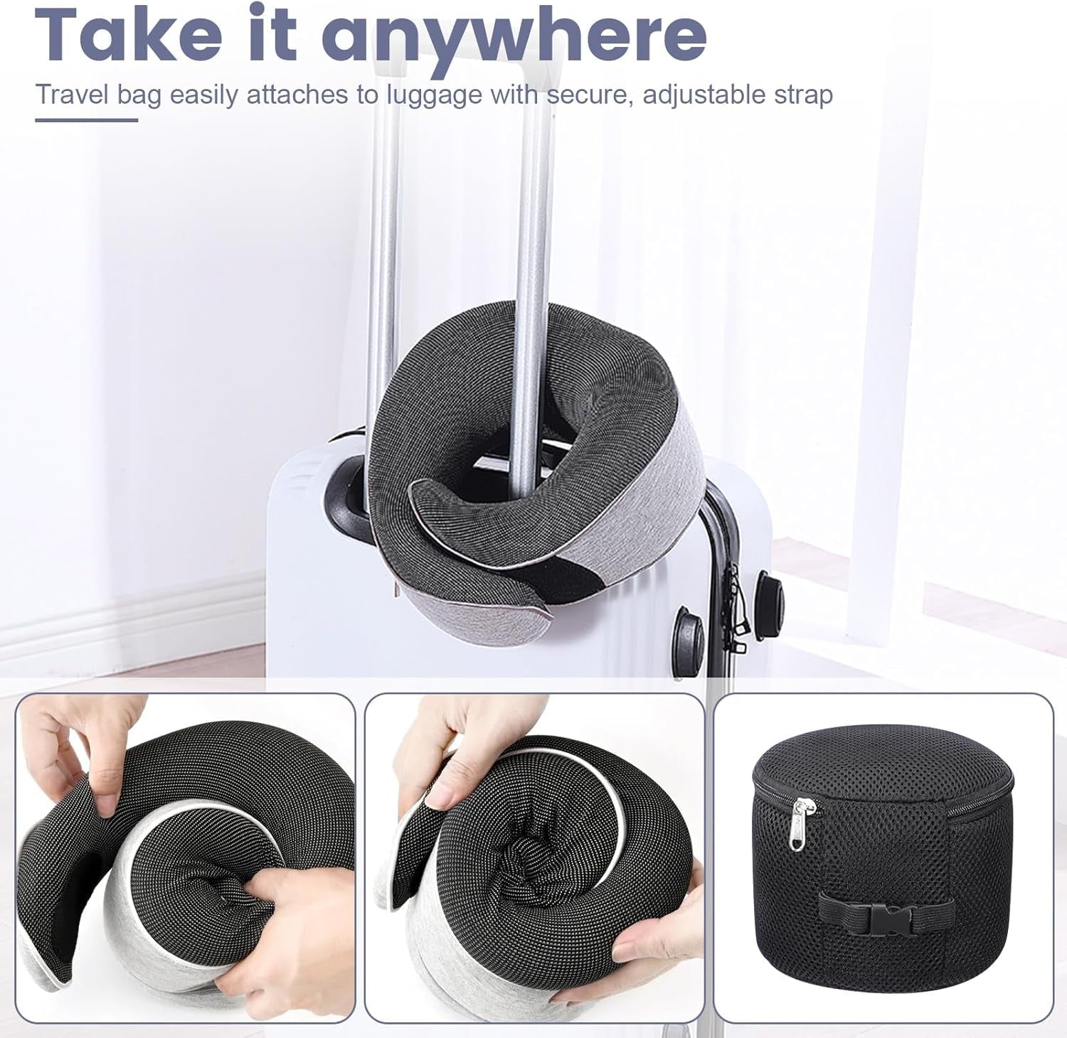 Nekkussen Reiskussen van traagschuim Ergonomisch ontwerp Nekkussen van traagschuim met oogmasker 2 oordopjes en opbergtas Perfect om onderweg te slapen tijdens het reizen Naty Shop Cervicale orthopedische kussens