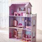Olivia's Small World gigantisch poppenhuis, groot houten poppenhuis met meubels en accessoires, poppenhuis met 3 verdiepingen voor kinderen, poppenhuis voor poppen van 30 cm, 3 jaar + Naty Shop poppenhuizen