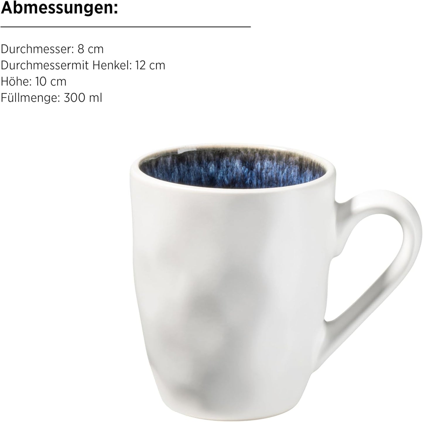 MÄSER 934092 Frozen-serie, keramische serviesset voor 4 personen, 16-delig combinatieservies met organische vormen, blauw gekleurd servies, steengoed, donkerblauw